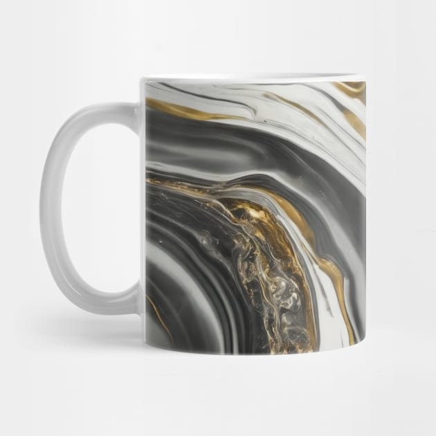 GOLD WHITE AND BLACK LIQUID MARBLE DESIGN by ZARBIT